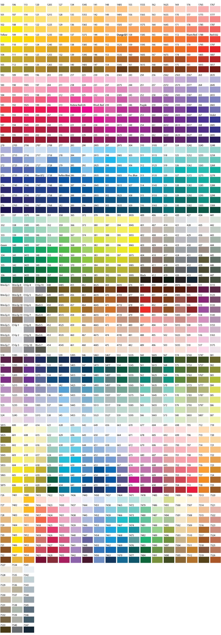 Nuestra tabla de colores para poder elegir y fabricar sus pins.